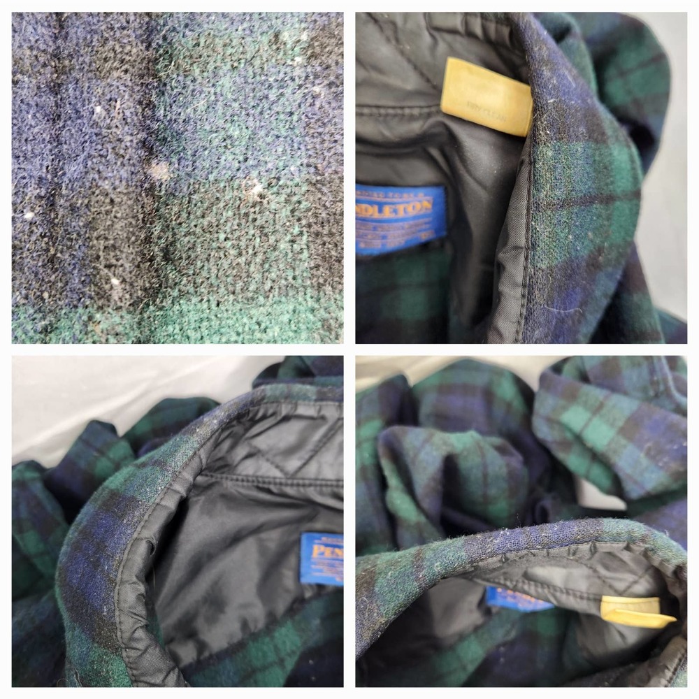 Pendleton 100% Wool Plaid Green Black Watch Flannel Tartan Made In The USA XL - Picture 12 of 12